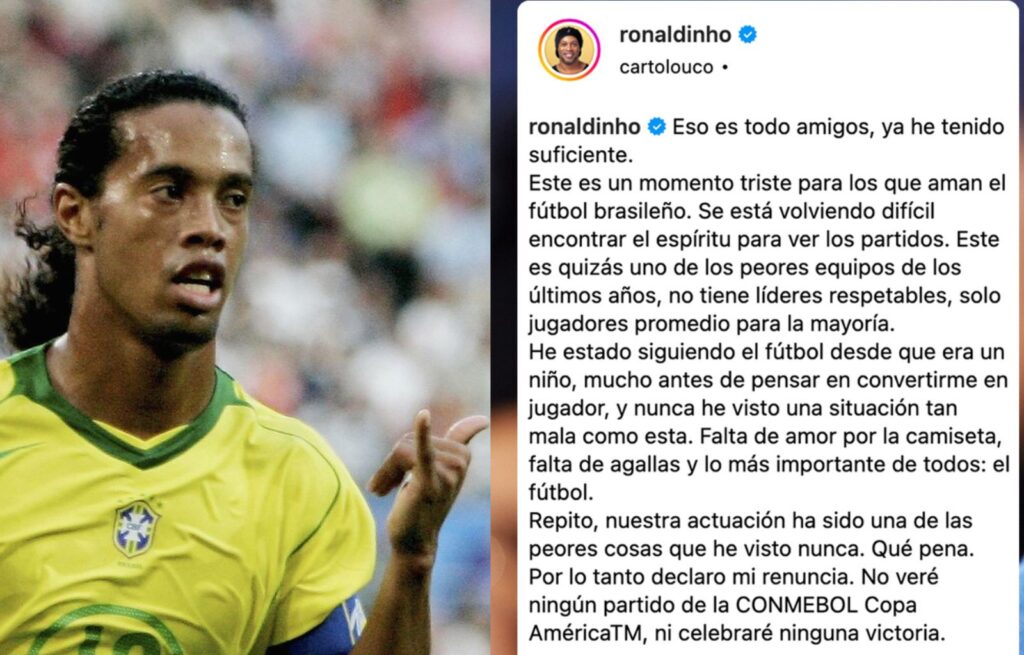 Las Palabras de Ronaldinho falta de Liderazgo y Determinación