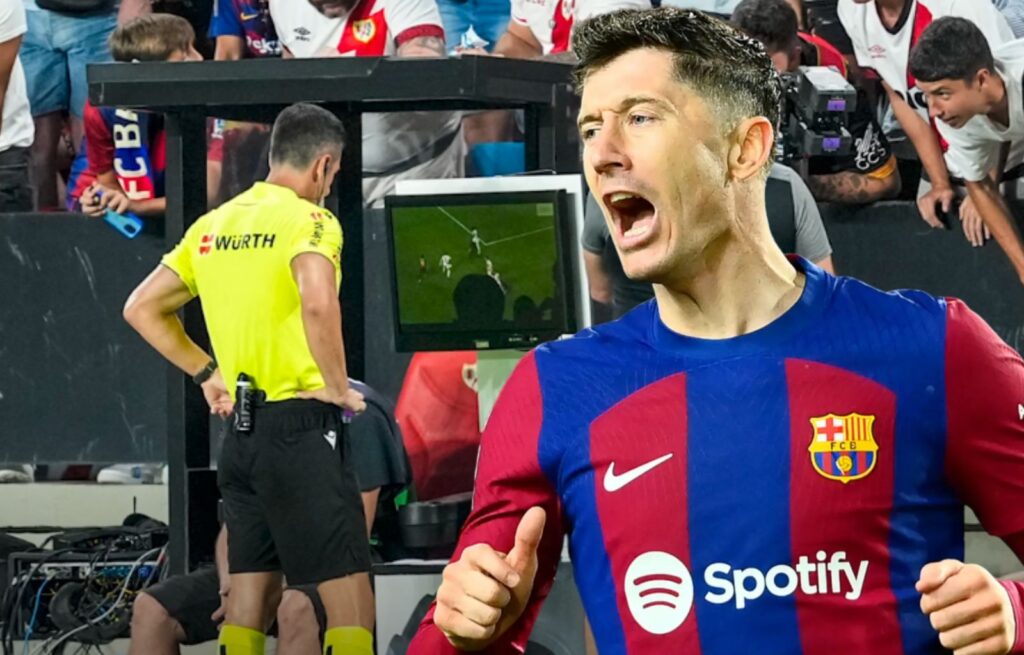 Revelan audios del VAR del Gol anulado a Lewandowski por Falta de Koundé